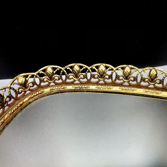 🌺Vintage Gold Ormolu Mirrored Tray - Picture 5 of 10